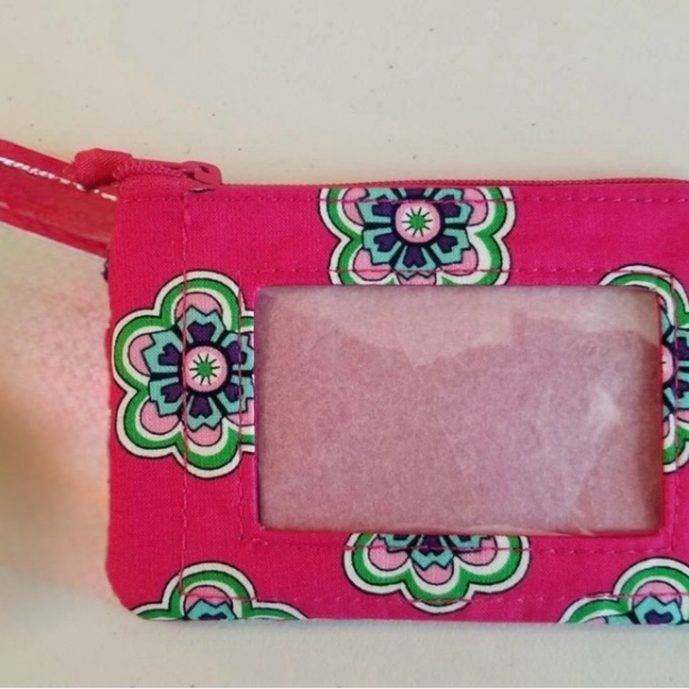 Vera Bradley ID Case Pink Swirl Flowers Zip